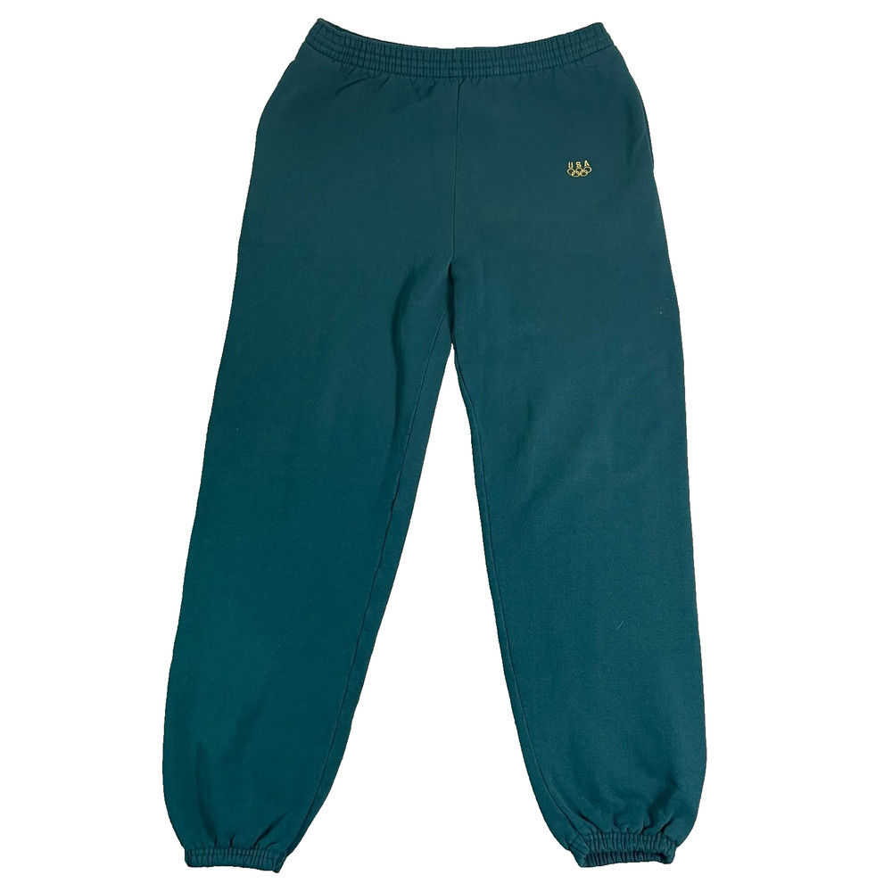 Vintage 90s Hanes USA Olympics Sweatpants L Teal Jogger 50/50 Made USA Vaporwave